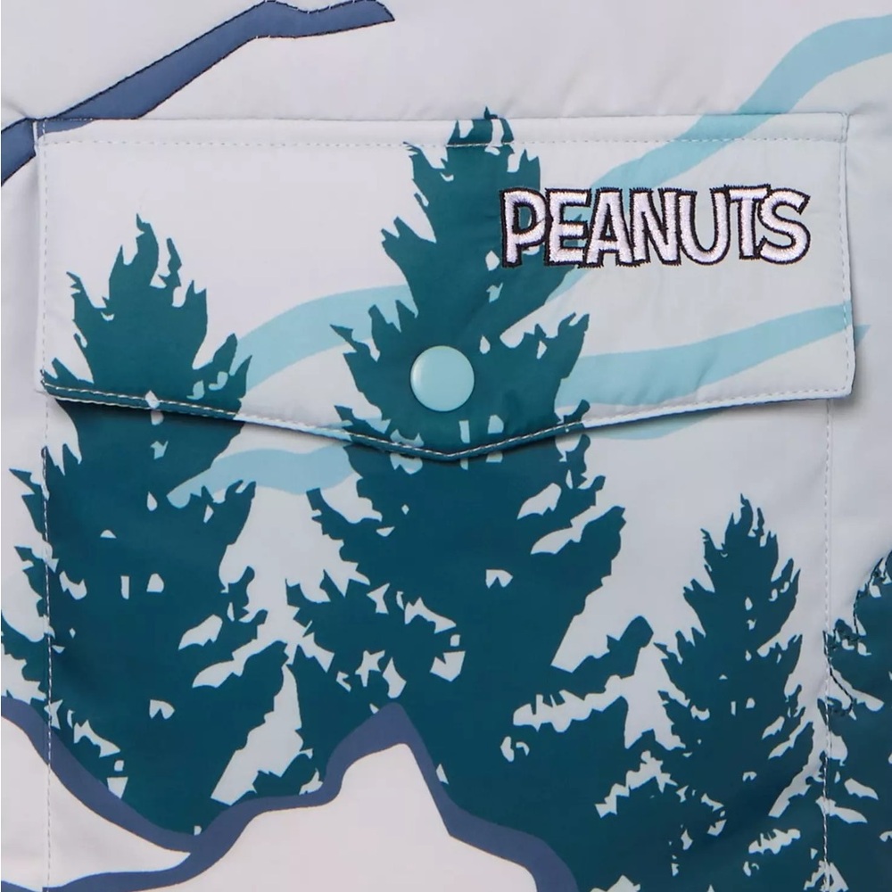 Unisex Peanuts Skiing Scene Puffer Vest - BoxLunch Exclusive Christmas Holiday - Picture 3 of 3